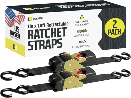 Vista 12 de DC Cargo Mall Correas de trinquete retráctiles automáticas (paquete de 4) de 1 pulgada x 6 pies, resistentes, resistencia a la rotura de 1,522