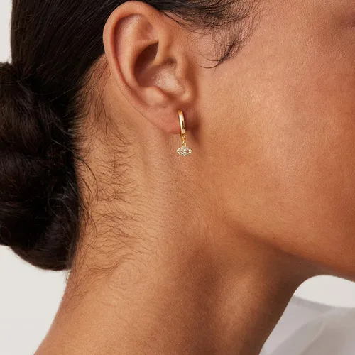 Vista 2 de PAVOI Aretes colgantes de plata de ley S925 chapados en oro de 14 quilates para mujer, adorno religioso cruz, mal de ojo, trébol, celta, aretes