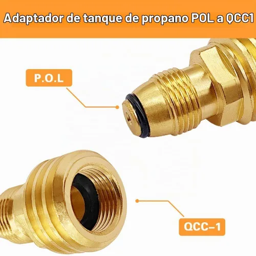 Vista 2 de Adaptador de tanque de propano POL a QCC1, convierte la válvula de tanque antigua a QCC1