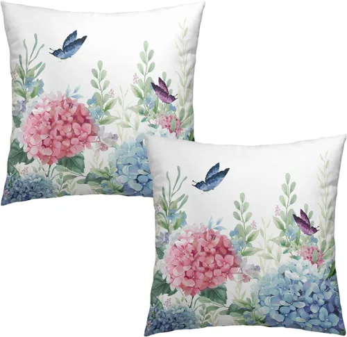 Vista 85 de Juego de 2 fundas de almohada patrióticas para exteriores, diseño de estrellas azules del 4 de julio, 16 x 16 pulgadas, fundas de almohada