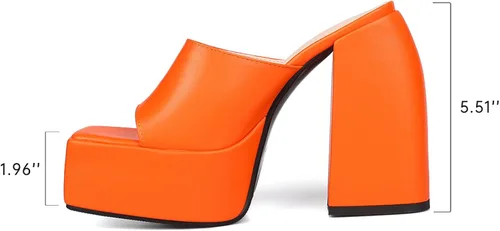 Vista 2 de Dsevht Sandalias de plataforma gruesa para mujer, sin cordones, puntera cuadrada, con tacón alto