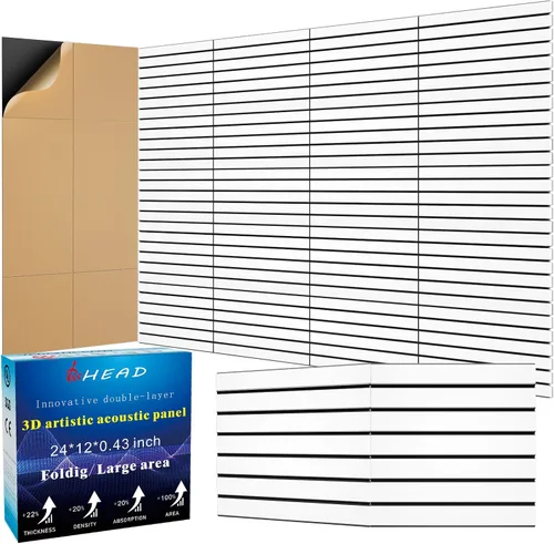 Vista 25 de Paneles Acústicos de Pared Grandes 47.2"x23.6"x1.57" Paquete de 4, Paneles de Prueba de Sonido DIY 3D con Ondas para Paredes, Paneles de Pared