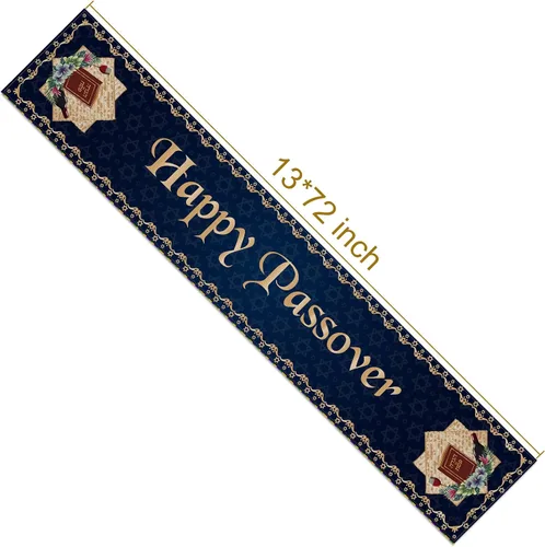 Vista 2 de Camino de mesa de feliz Pascua Pesaj Estrella de David Festival Judío Festividad Fiesta Hogar Cocina Comedor Mesa Decoración (13 x 72 pulgadas)
