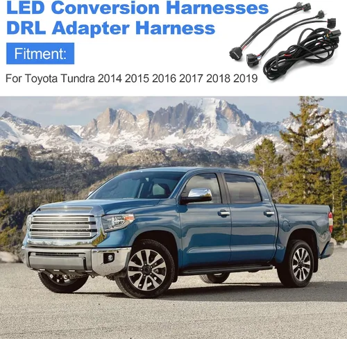 Vista 3 de Compatible con arnés de conversión de faros delanteros LED OEM Toyota Tundra con arnés adaptador DRL 2014-2019 (con arnés de alimentación DRL)