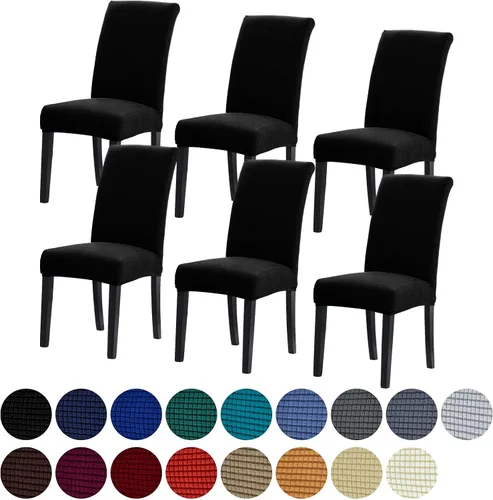 Vista 10 de Juego de 2 fundas para sillas de comedor, fundas elásticas para sillas de comedor, fundas para sillas de cocina de jacquard texturizadas, decoración