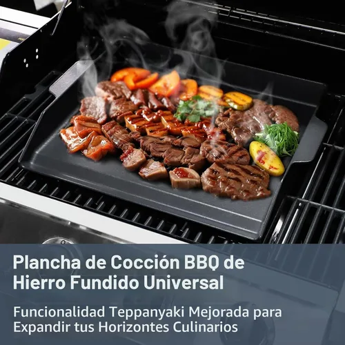 Vista 6 de Criditpid Plancha universal de hierro fundido grande con paredes laterales extra altas para parrillas de gas, carbón, parrilla Blackstone de 20