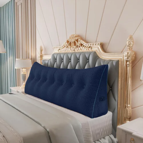 Vista 25 de Almohada de cabecera totalmente rellena y engrosada tamaño Queen, cabecera acolchada suave y firme, soporte grande, cojín cilíndrico triangular Negro