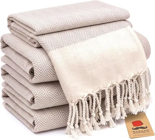 Vista 16 de Bazaar Anatolia Toallas de mano – Juego de 4 39 x 19 pulgadas – Toalla de mano turca a rayas para baño, 100% algodón, cocina, cara, cabello, té