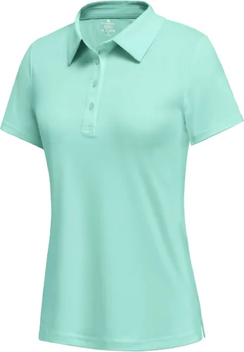 Vista 17 de PINSPARK Polo de golf de 4 botones para mujer, UPF 50+, secado rápido, atlético, camiseta de tenis con cuello, ajuste relajado
