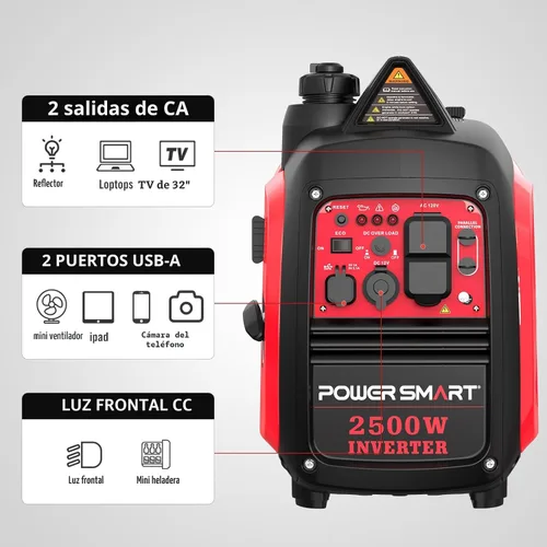 Vista 6 de PowerSmart Generador inversor portátil de 2500 vatios con tecnología silenciosa