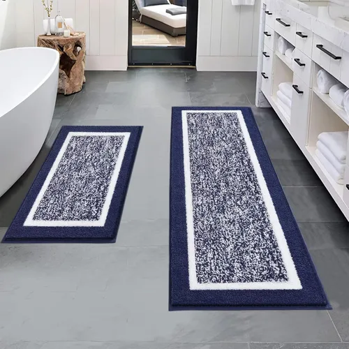 Vista 30 de Pauwer Juego de baño, alfombras de baño antideslizantes, alfombras de ducha absorbentes para suelo de baño, bañera y ducha, color azul aguamarina