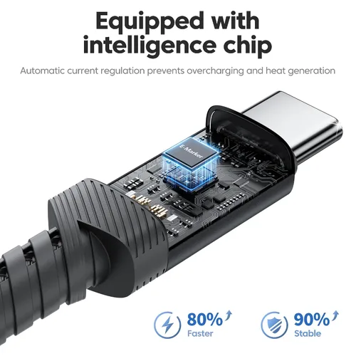 Vista 6 de Cable USB C [Paquete de 2, 1 mt] Carga rápida de 240 W tipo C, cable USB 2.0 trenzado de nylon para iPhone 17 16 15 Pro Plus Pro Max Air, iPad Pro