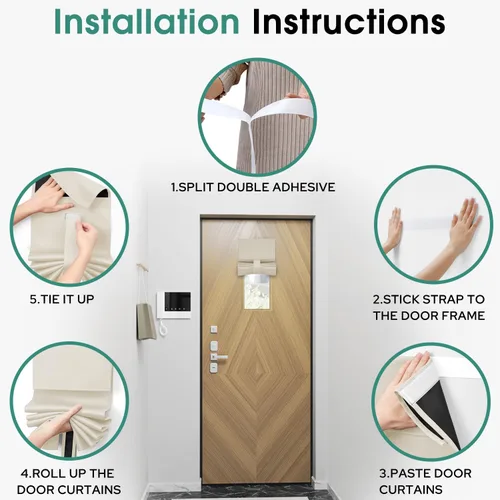 Vista 6 de HOMEIDEAS Cortinas 100% Opacas para Luces Laterales de Puerta Principal, Cubierta de Ventana de Puerta de Aula, Persianas de Privacidad