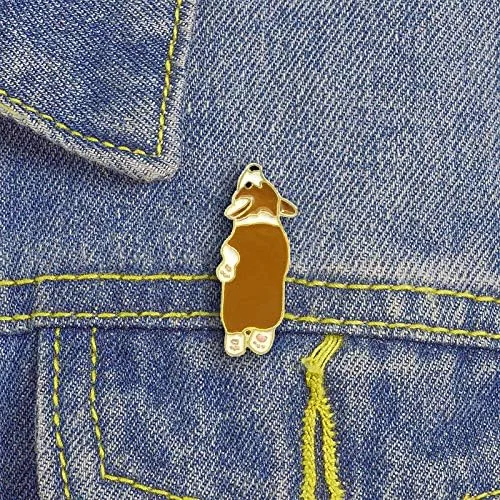 Vista 4 de Flairs New York - Broche de solapa esmaltado hecho a mano, Perro Lazy Corgi