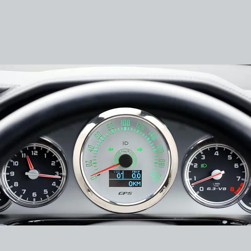 Vista 5 de Velocímetro tacómetro 3 en 1, 200 MPH, 3.346 in, 9-32 V, 7 colores, retroiluminado, antivaho universal para barco, coche, caravana, motocicleta