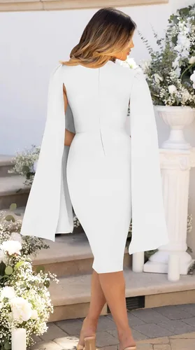 Vista 2 de GOBLES Elegante vestido de cóctel de manga larga con cierre de cremallera en la espalda para mujer