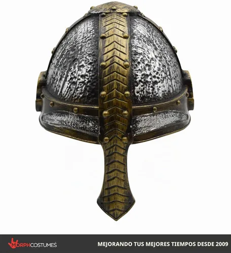 Vista 2 de Nicky Bigs Novelties - Casco de caballero cruzado plateado, ribete dorado