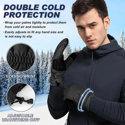 Vista 3 de Sukeen Guantes de invierno resistentes al viento para clima frío, suaves y cálidos para pantalla táctil, antideslizantes, guantes de invierno