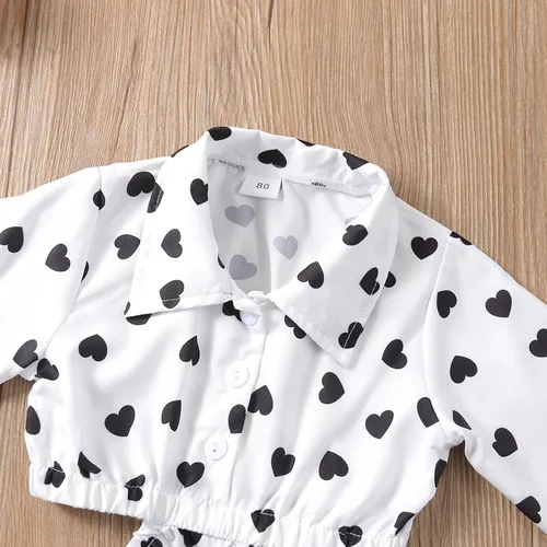 Vista 4 de Vestido de manga larga con estampado de amor para niñas de San Valentín y conjunto recién nacido