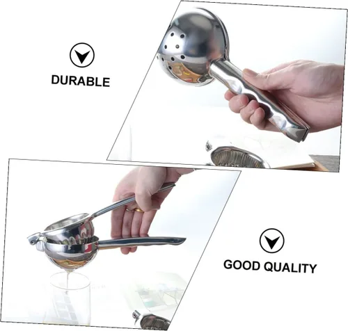 Vista 9 de Exprimidor manual de limón de acero inoxidable, exprimidor de frutas, prensa de cítricos de mano, fácil de usar para el hogar, cocina, bar