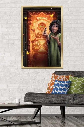 Vista 2 de Trends International Disney Encanto - Póster de pared de Bruno, 34 pulgadas de largo x 22.4 pulgadas, versión con marco dorado