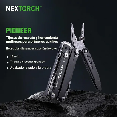 Vista 2 de NEXTORCH PIONEER - Multiherramientas 14 en 1 de tamaño completo, juego de multiherramientas versátil con tijeras, alicates de punta, clip