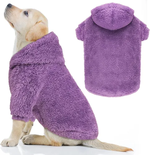 Vista 16 de Suéteres de vellón y sherpa para perros pequeños, mullidos, suaves, de doble cara, afelpados, con capucha, negro, XS