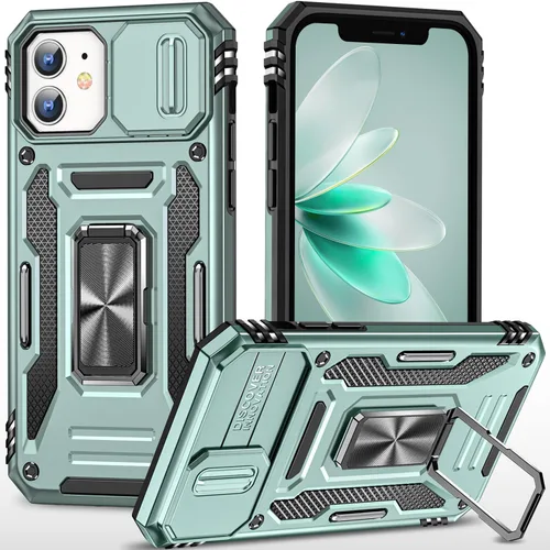 Vista 9 de Funda para iPhone 12 Pro Max con cubierta deslizante para cámara, con soporte para anillo de dedo, soporte magnético para automóvil, para iPhone 12