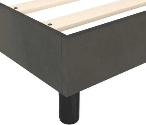 Vista 4 de vidaXL Marco de cama tamaño Queen con somier, terciopelo gris oscuro, diseño moderno, construcción de madera contrachapada de ingeniería duradera