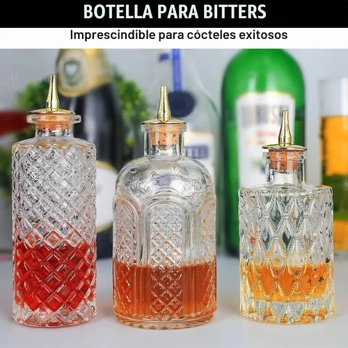 Vista 11 de SuproBarware Botella amargo para cócteles – Botellas de vidrio Dasher con tapas de tablero, ideal para camarero, bar en casa 3 piezas