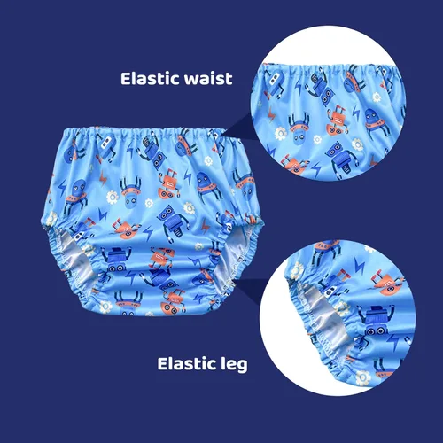 Vista 5 de BISENKID Paquete de 6 fundas impermeables de plástico para ropa interior para entrenamiento de orinal y buen elástico para ropa interior de plástico