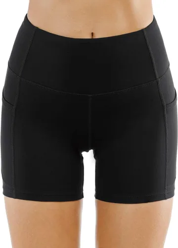 Vista 2 de THE GYM PEOPLE - Pantalones cortos de yoga para mujer, con cintura alta, control de abdomen y bolsillos profundos, para gimnasia, entrenamiento