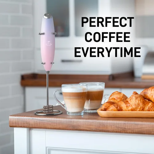 Vista 341 de Zulay Milk Boss Espumador de leche potente manual, hace espuma para latte, batidor para mezclar bebidas, café, miniespumador para capuchino, frappé