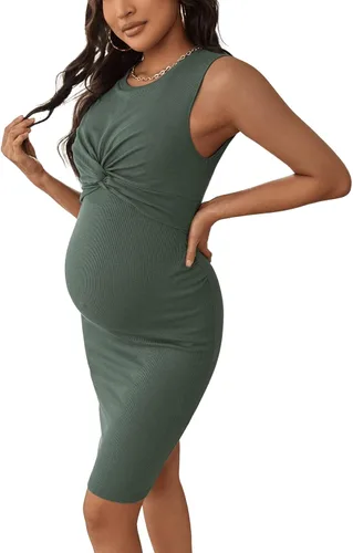 Vista 3 de Verdusa Vestido de maternidad para mujer, sin mangas, ajustado, tipo lápiz, sin mangas