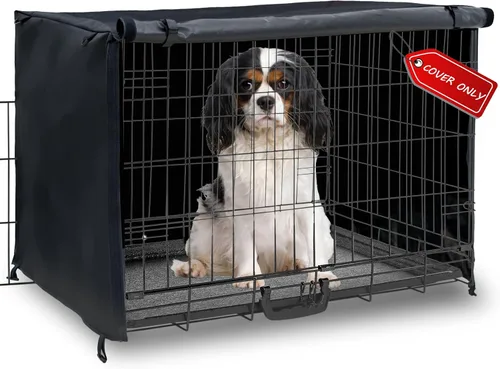 Vista 10 de Funda impermeable para jaula de perro de 24 pulgadas, para protección en exteriores e interiores, duradera, resistente al viento, ajuste universal