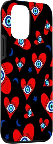 Vista 3 de Funda para iPhone 12 mini con diseño de mal de ojo, diseño de corazones de mal de ojo azul
