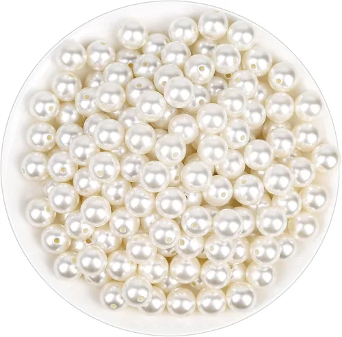 Vista 10 de Cuentas de perlas para manualidades, Anezus 2000 piezas de perlas de imitación de marfil, cuentas de perla pequeñas de 4 MM con agujeros para hacer