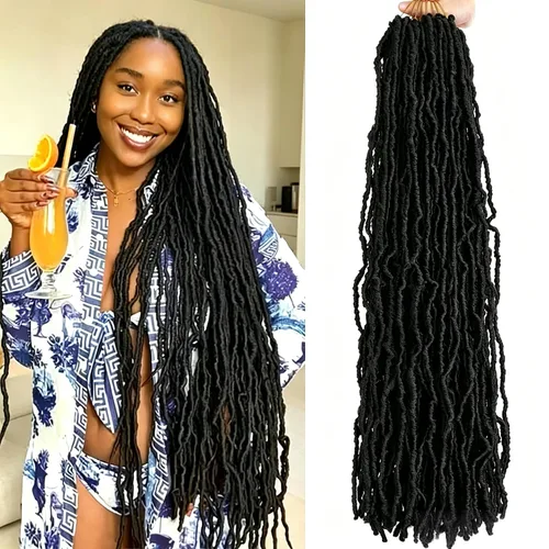 Vista 10 de 6 Paquetes Soft Locs Cabello de Ganchillo Pre Looped Faux Locs Trenzas de Ganchillo Goddess Locs Dreadlocs Cabello Sintético Para Mujeres Negras 1b
