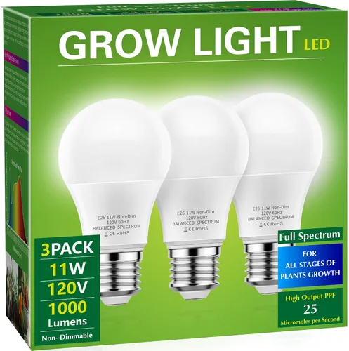 Vista 10 de Briignite Luz de crecimiento colgante, 3 luces LED de espectro completo con cable de alimentación de 8.86 pies, bombillas reemplazables base E26