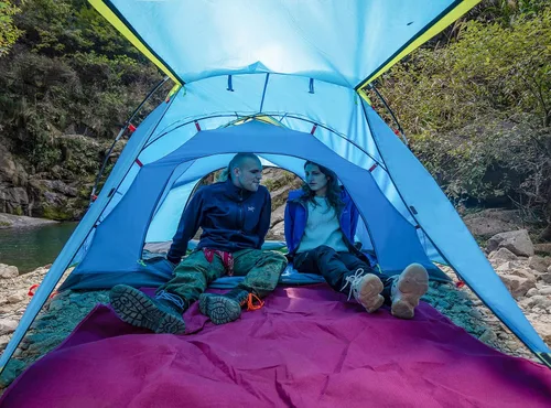 Vista 5 de KAZOO Tienda de campaña para 2/4 personas al aire libre impermeable para la familia, tiendas grandes para 2/4 personas, fácil instalación, tienda