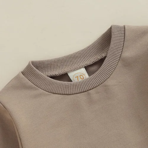 Vista 3 de Conjunto de sudadera de manga larga con cuello redondo y pantalones deportivos para bebés, ropa de invierno para bebé
