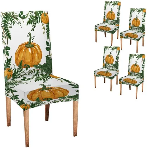 Vista 263 de CAPSCEOLL Christmas Dining Chair Covers,Snowflakes Festive Winter Pattern Stretch Chair Covers for Dining Room Set of 2 Washable Spandex Parson