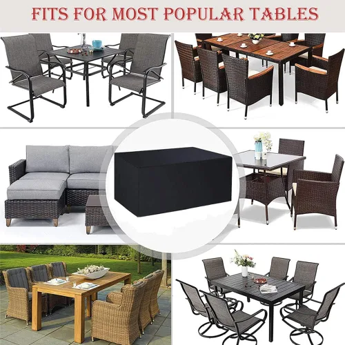Vista 7 de Juego de fundas cuadradas / rectangulares para muebles de mesa de patio, impermeables, para exteriores, interiores, a prueba de polvo, para mesa
