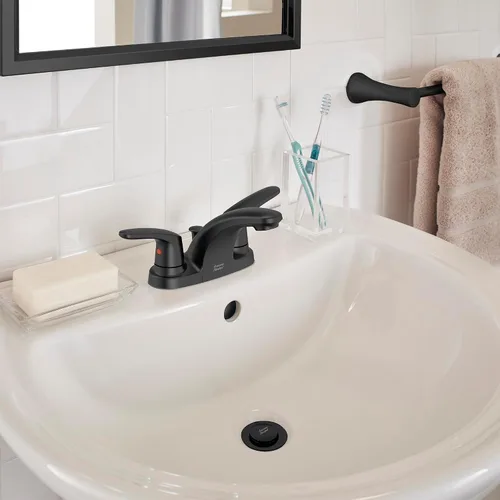 Vista 2 de American Standard 7075205.243 Colony PRO - Grifo de baño de una sola manija, menos drenaje, 1.2 GPM, negro mate Mate negro