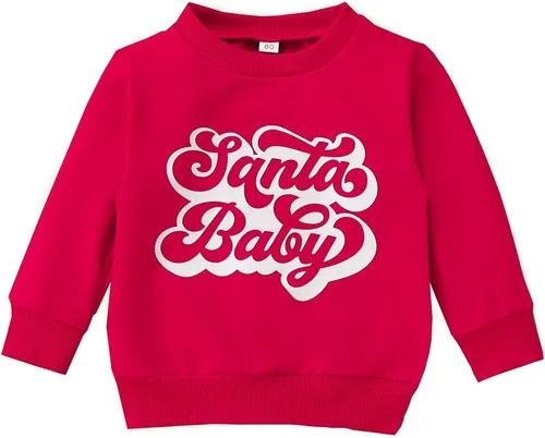 Vista 24 de Conjunto de Navidad para Niña Pequeña Bebé Sudadera Rosa de Manga Larga con Cuello Redondo Pullover Camisa de Navidad de Papá Noel Tops Ropa