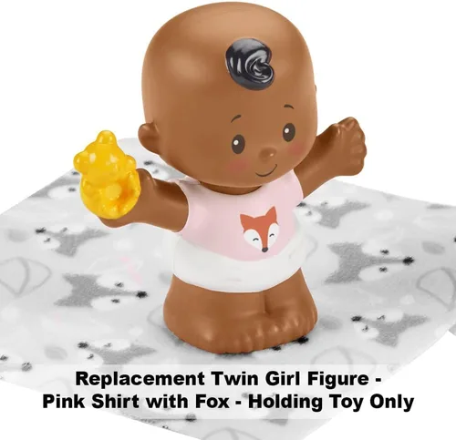 Vista 2 de Pieza de repuesto para el juego Fisher-Price Little People Snuggle Twins - GKP69 ~ Figura de niña gemela de repuesto ~ Camisa rosa con zorro ~