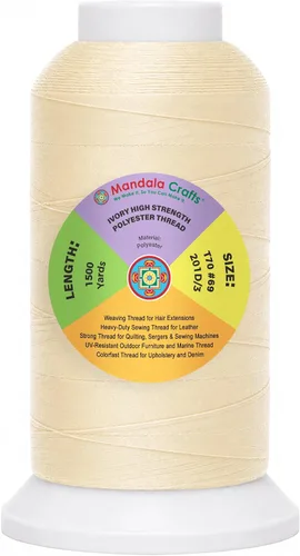 Vista 20 de Mandala Crafts Airforce Blue Tex 70 - Hilo de poliéster para tapicería 1500 Yds T70 UV Resistant Strong Thread for Leather Sewing, Marine