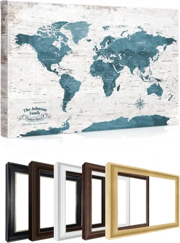 Vista 101 de IPIC - Lienzo con mapas de EE. UU. para decoración de pared, mapa con pin de empuje para marcar viajes, mapa de viaje impreso de EE. UU.