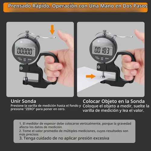 Vista 5 de Neoteck Medidor de Grosor Digital 0.5 pulgadas/12.7mm, 0.00005 pulgadas/0.001mm Pantalla LCD con Conversión Pulgadas/MM Herramienta de Medición