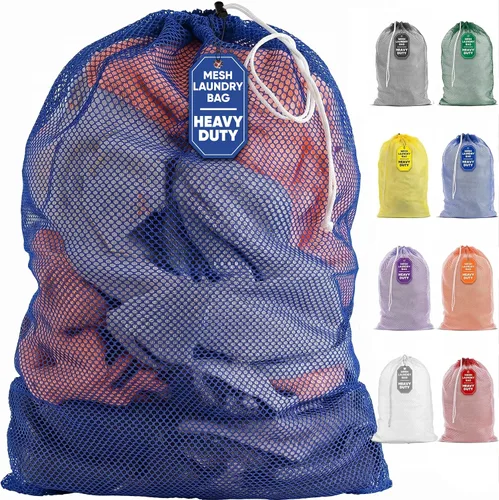 Vista 15 de Bolsa de lavandería de malla XL de Handy Laundry - Duradera, lavable a máquina con cierre de cordón seguro - Perfecta para dormitorios Negro